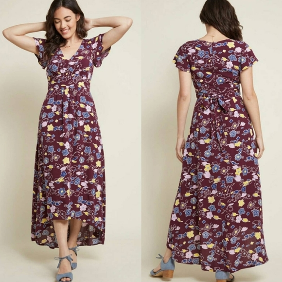 EUC MODCLOTH "GALLERY FLATTERY" HIGH LOW MAXI DRESS 4X - Picture 1 of 5